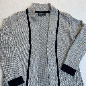 Jones New York collection Women’s cardigan knit sweater black & white sz xs